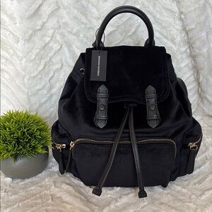 Banana Republic Black Backpack with Leather Trim and Structured Design